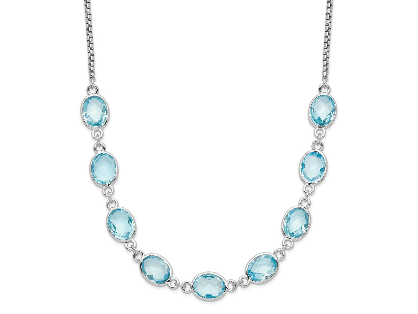 FJC Finejewelers 925 Sterling Silver Rhodium Plated Polished Blue Topaz with 2 in ext. Necklace 17 Inches