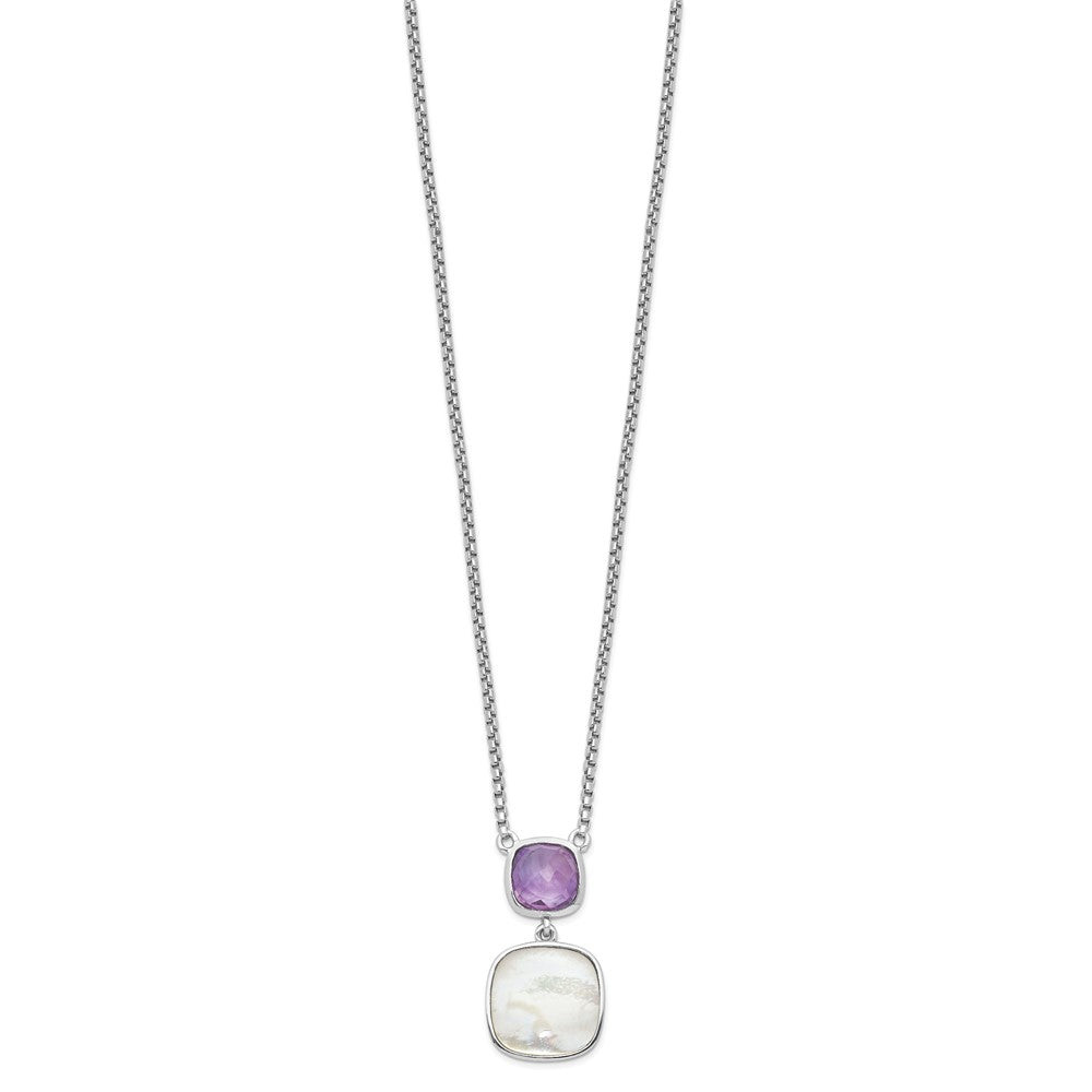 FJC Finejewelers 925 Sterling Silver Amethyst MOP Necklace 18 Inches x 14 mm