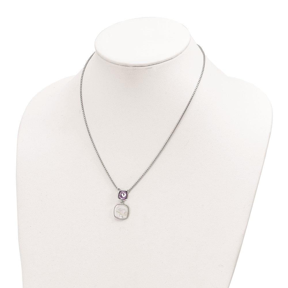 FJC Finejewelers 925 Sterling Silver Amethyst MOP Necklace 18 Inches x 14 mm