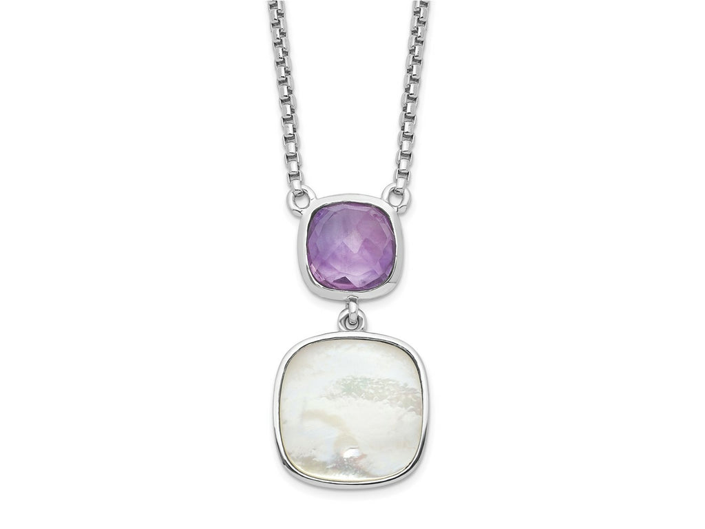 FJC Finejewelers 925 Sterling Silver Amethyst MOP Necklace 18 Inches x 14 mm