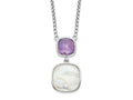 FJC Finejewelers 925 Sterling Silver Amethyst MOP Necklace 18 Inches x 14 mm