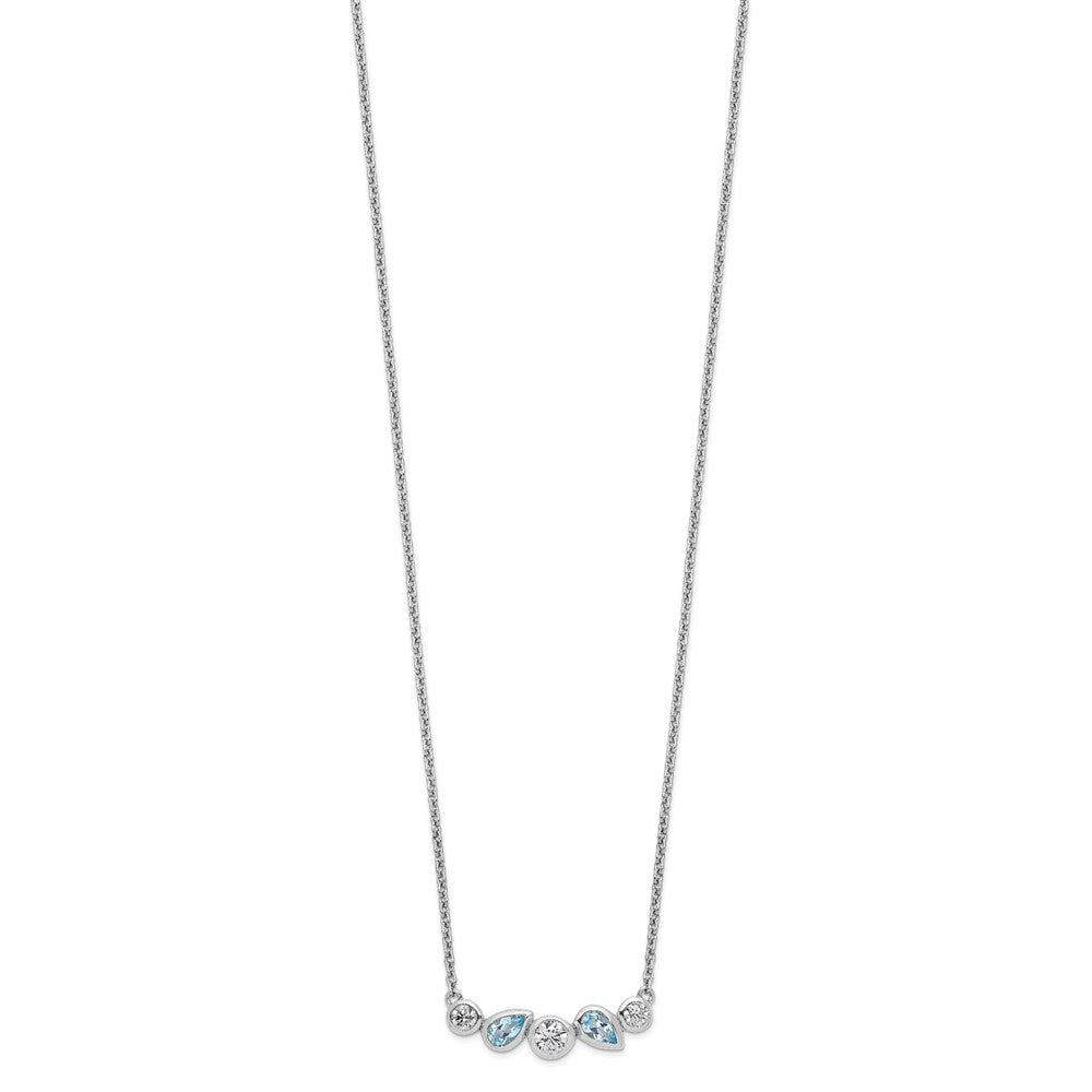 FJC Finejewelers 925 Sterling Silver Sky Blue Topaz and White CZ Necklace 17 Inches x 25 mm