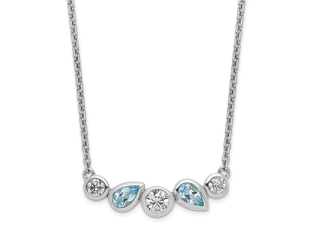 FJC Finejewelers 925 Sterling Silver Sky Blue Topaz and White CZ Necklace 17 Inches x 25 mm