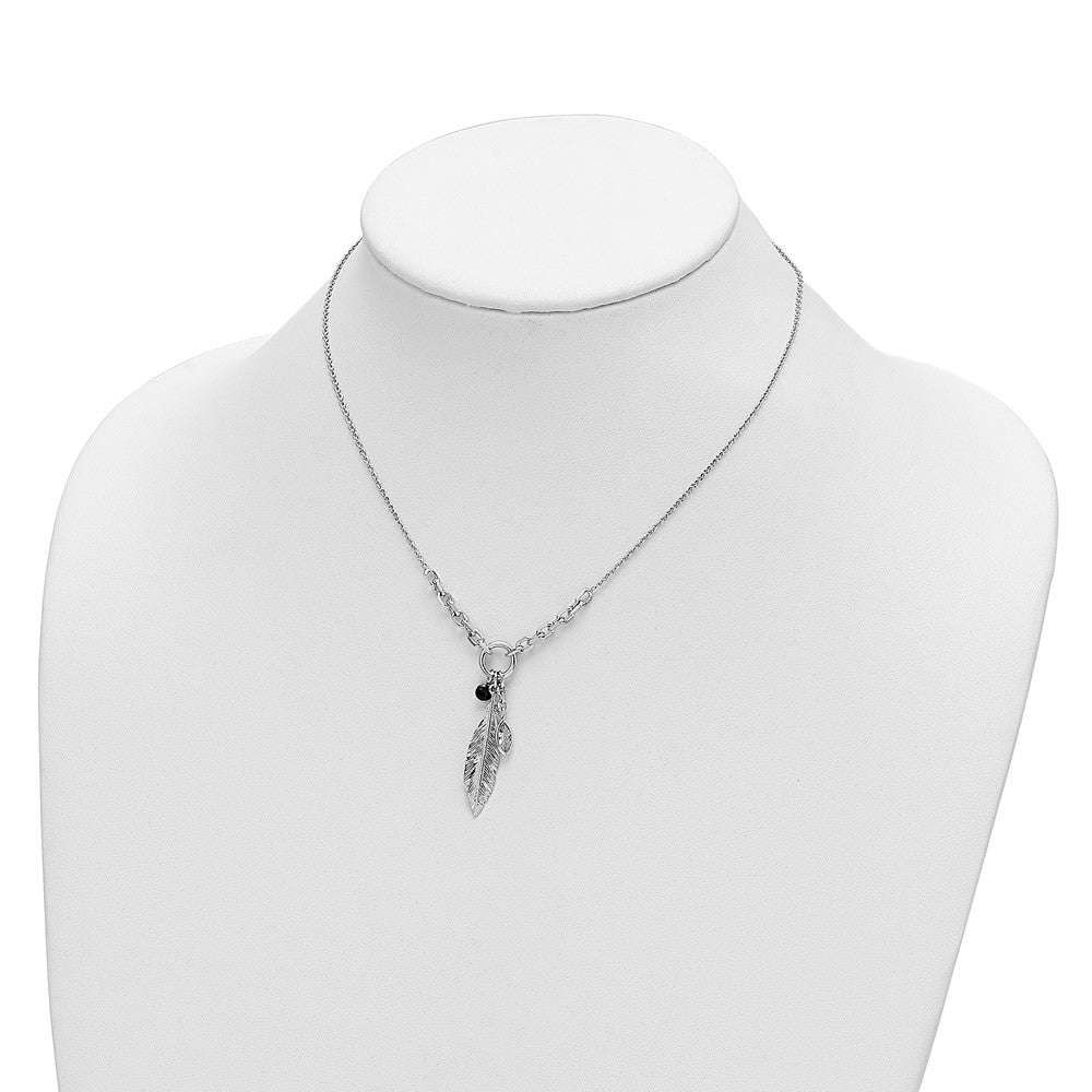 FJC Finejewelers 925 Sterling Silver Cable  Feather and CZ with 1 in Ext Necklace 17 Inches x 7 mm