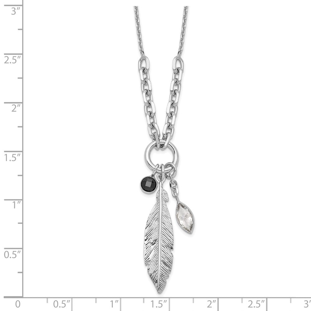 FJC Finejewelers 925 Sterling Silver Cable  Feather and CZ with 1 in Ext Necklace 17 Inches x 7 mm