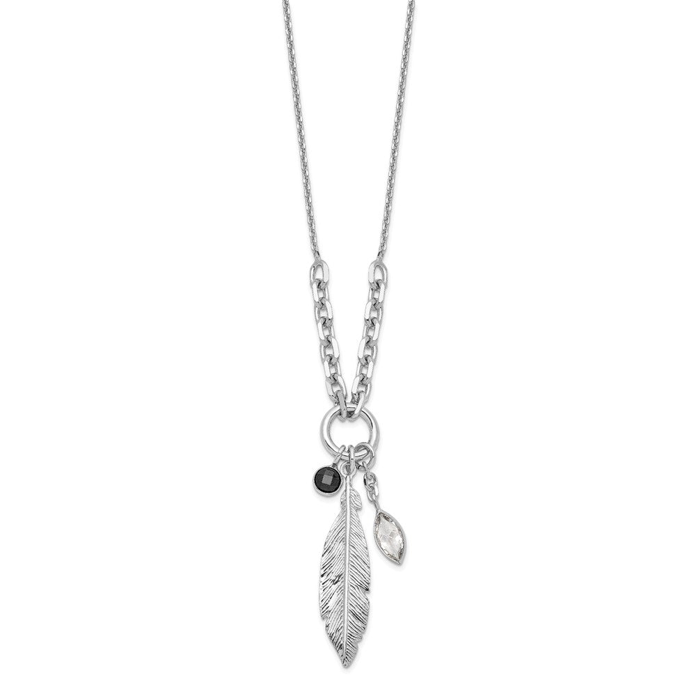 FJC Finejewelers 925 Sterling Silver Cable  Feather and CZ with 1 in Ext Necklace 17 Inches x 7 mm