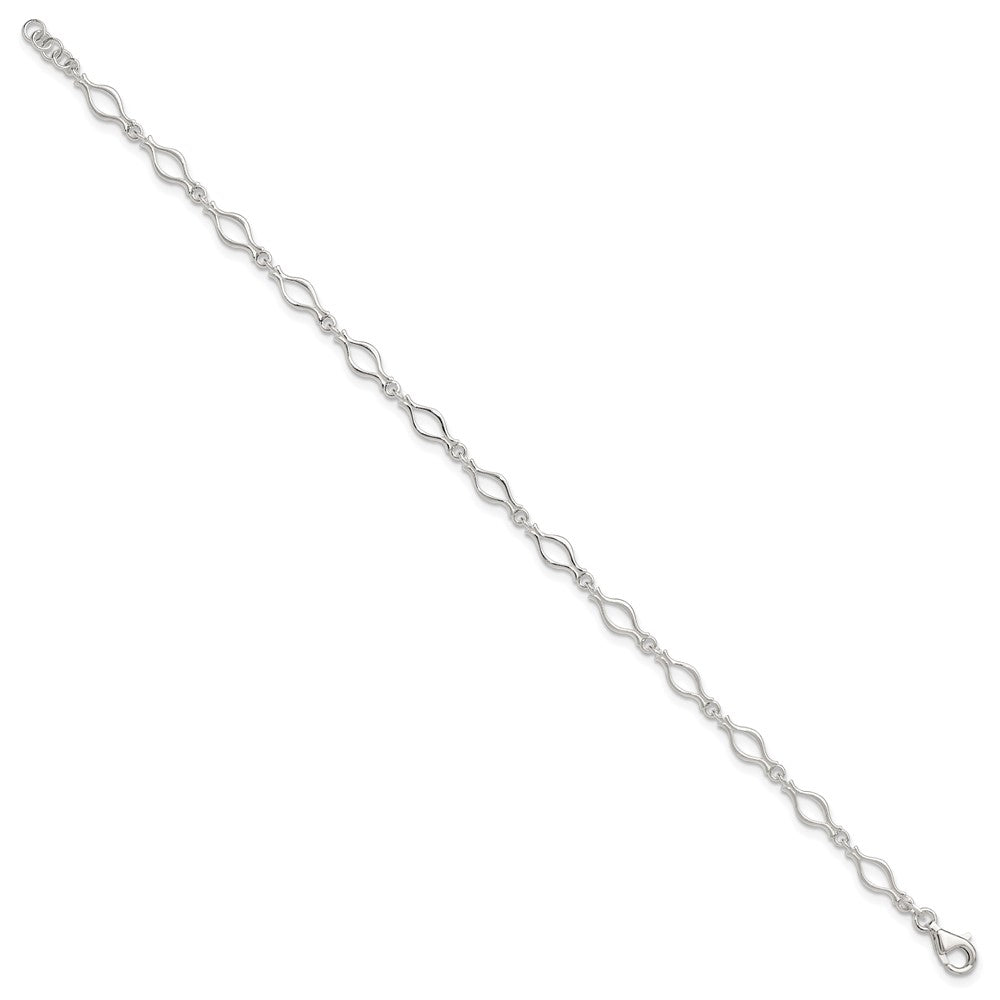 FJC Finejewelers 925 Sterling Silver 9inch Solid Polished Fancy Link Anklet 9 Inches x 6 mm