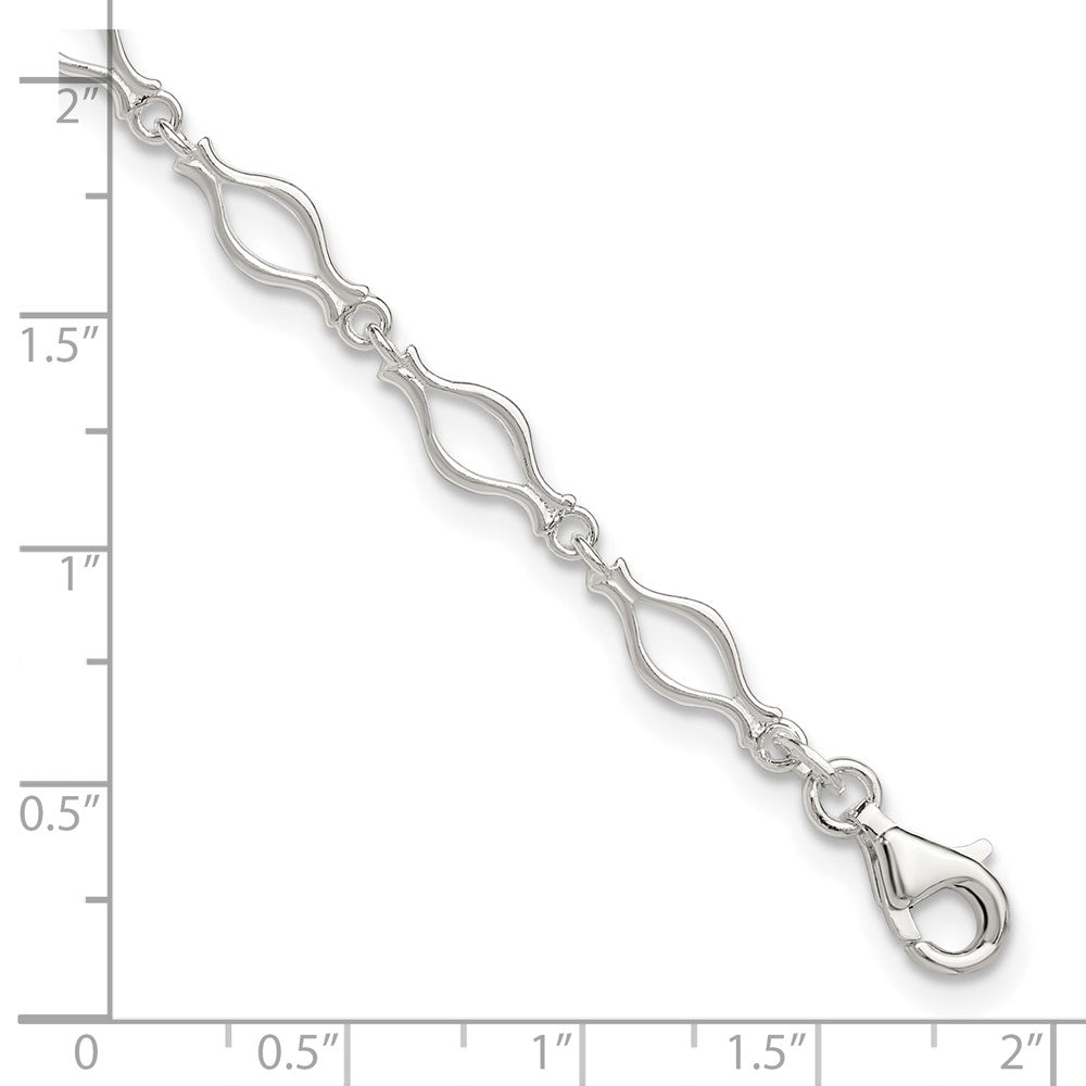 FJC Finejewelers 925 Sterling Silver 9inch Solid Polished Fancy Link Anklet 9 Inches x 6 mm