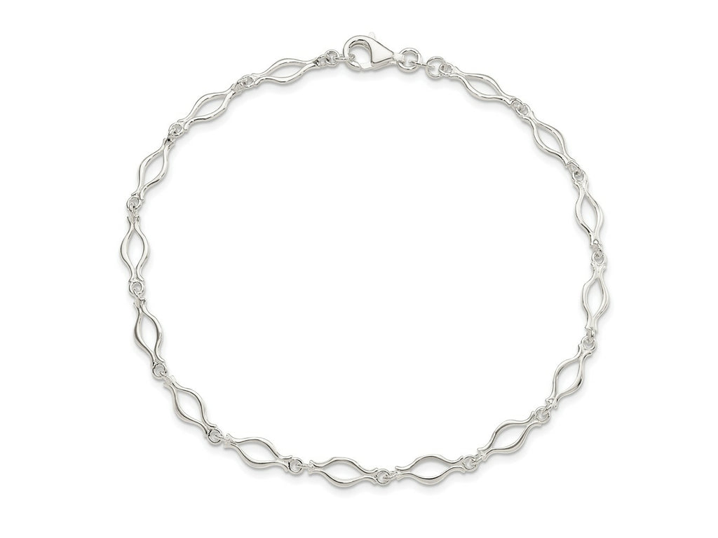 FJC Finejewelers 925 Sterling Silver 9inch Solid Polished Fancy Link Anklet 9 Inches x 6 mm