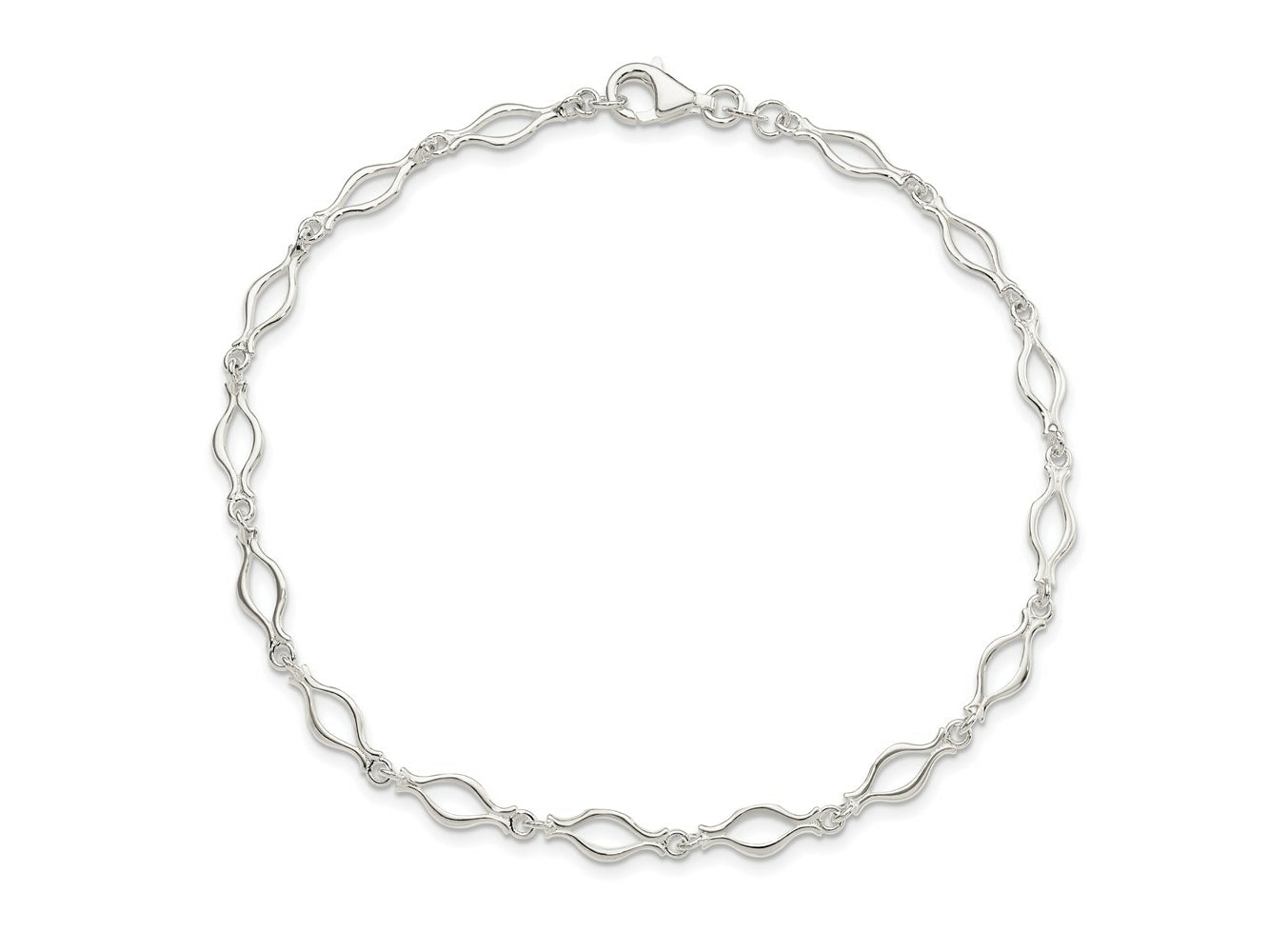 FJC Finejewelers 925 Sterling Silver 9inch Solid Polished Fancy Link Anklet 9 Inches x 6 mm