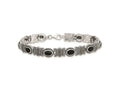 FJC Finejewelers 925 Sterling Silver Fancy  Marcasite and Onyx 7.25 inch Bracelet 7.25 Inches