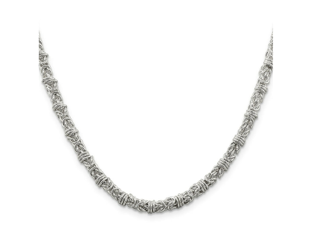 FJC Finejewelers 925 Sterling Silver Hand Made Fancy Byzantine Chain 24 Inches x 4 mm