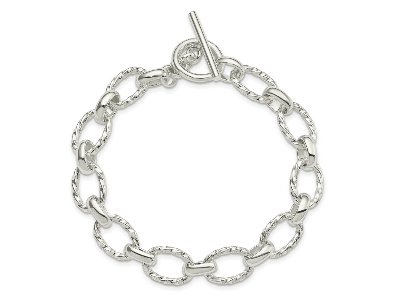 FJC Finejewelers 925 Sterling Silver Hand Made 8.75inch Fancy Link Toggle Bracelet 8.75 Inches x 10.9 mm