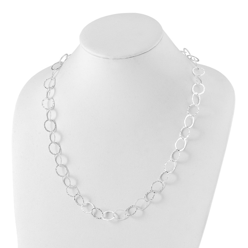 FJC Finejewelers 925 Sterling Silver Open Link Fancy Hammered Necklace 24 Inches