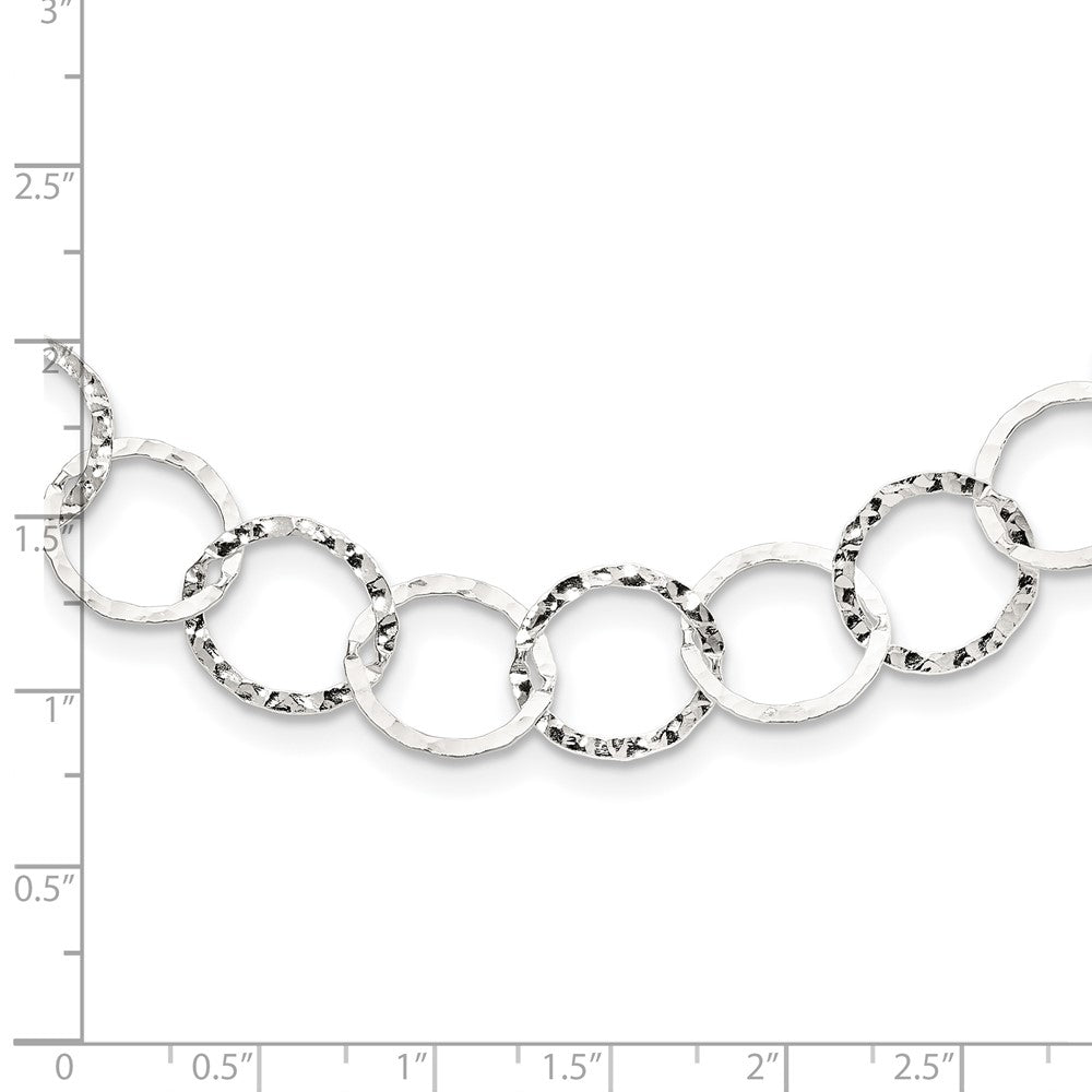 FJC Finejewelers 925 Sterling Silver Open Link Fancy Hammered Necklace 24 Inches