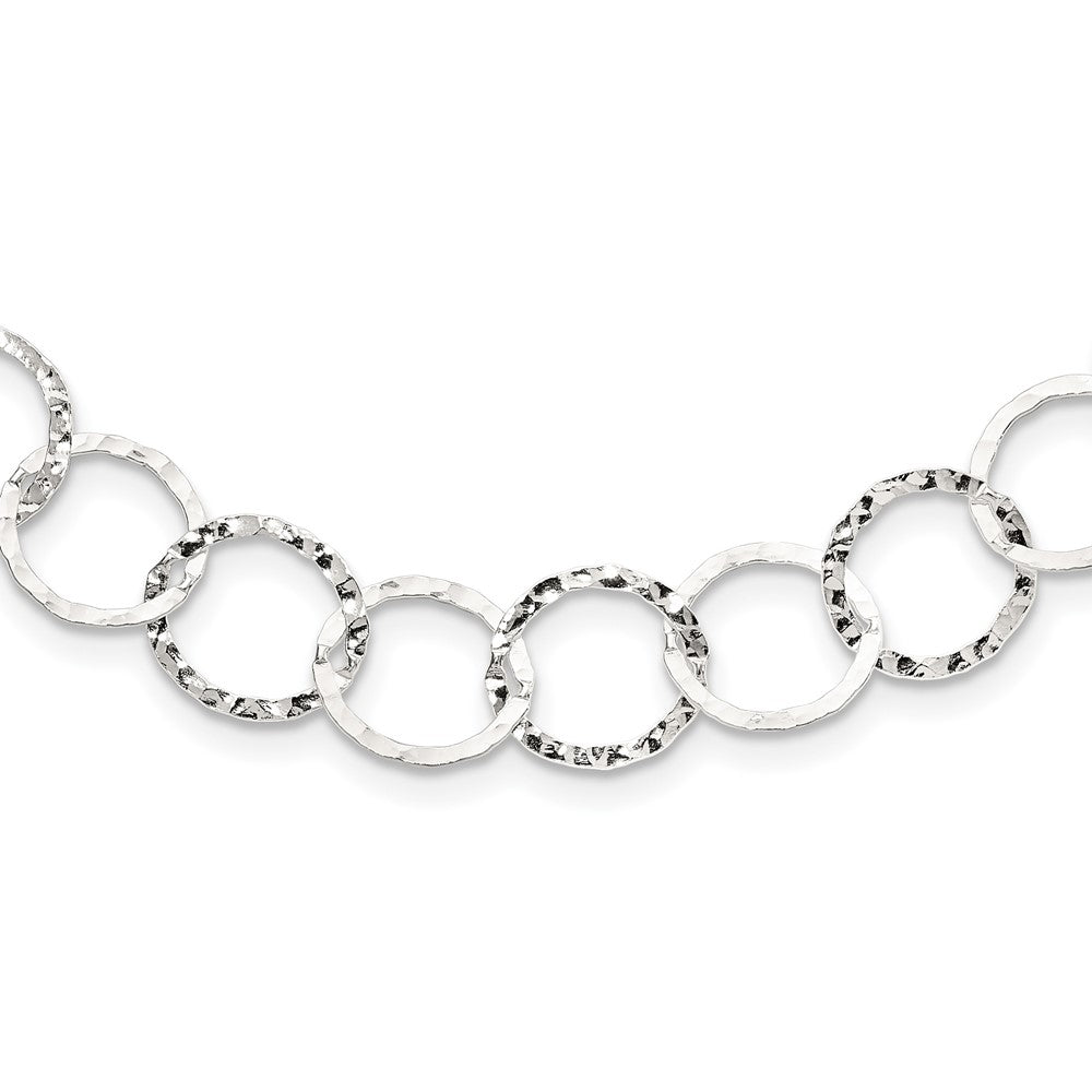 FJC Finejewelers 925 Sterling Silver Open Link Fancy Hammered Necklace 24 Inches