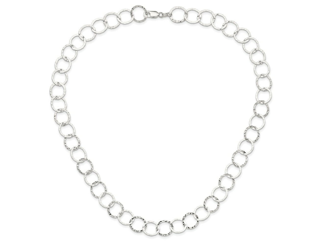 FJC Finejewelers 925 Sterling Silver Open Link Fancy Hammered Necklace 24 Inches