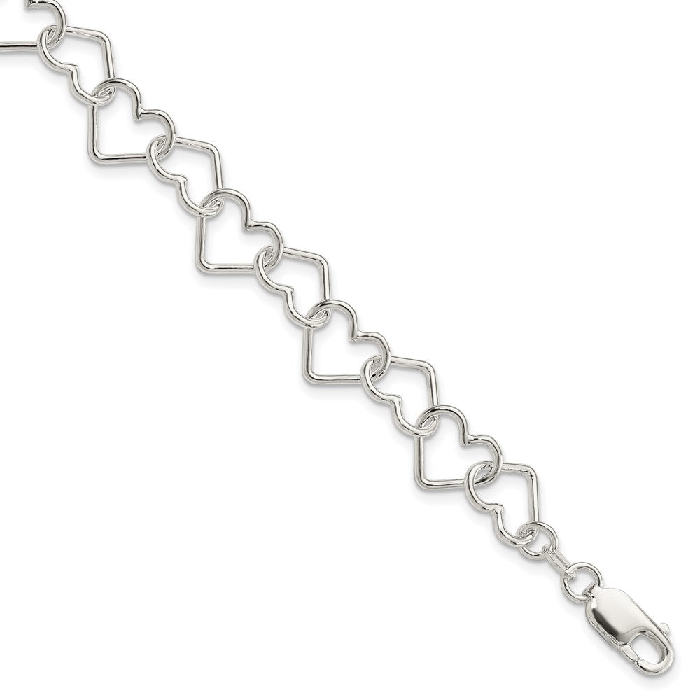 FJC Finejewelers 925 Sterling Silver 8inch Polished Fancy Large Heart Link Bracelet 8 Inches x 10.5 mm