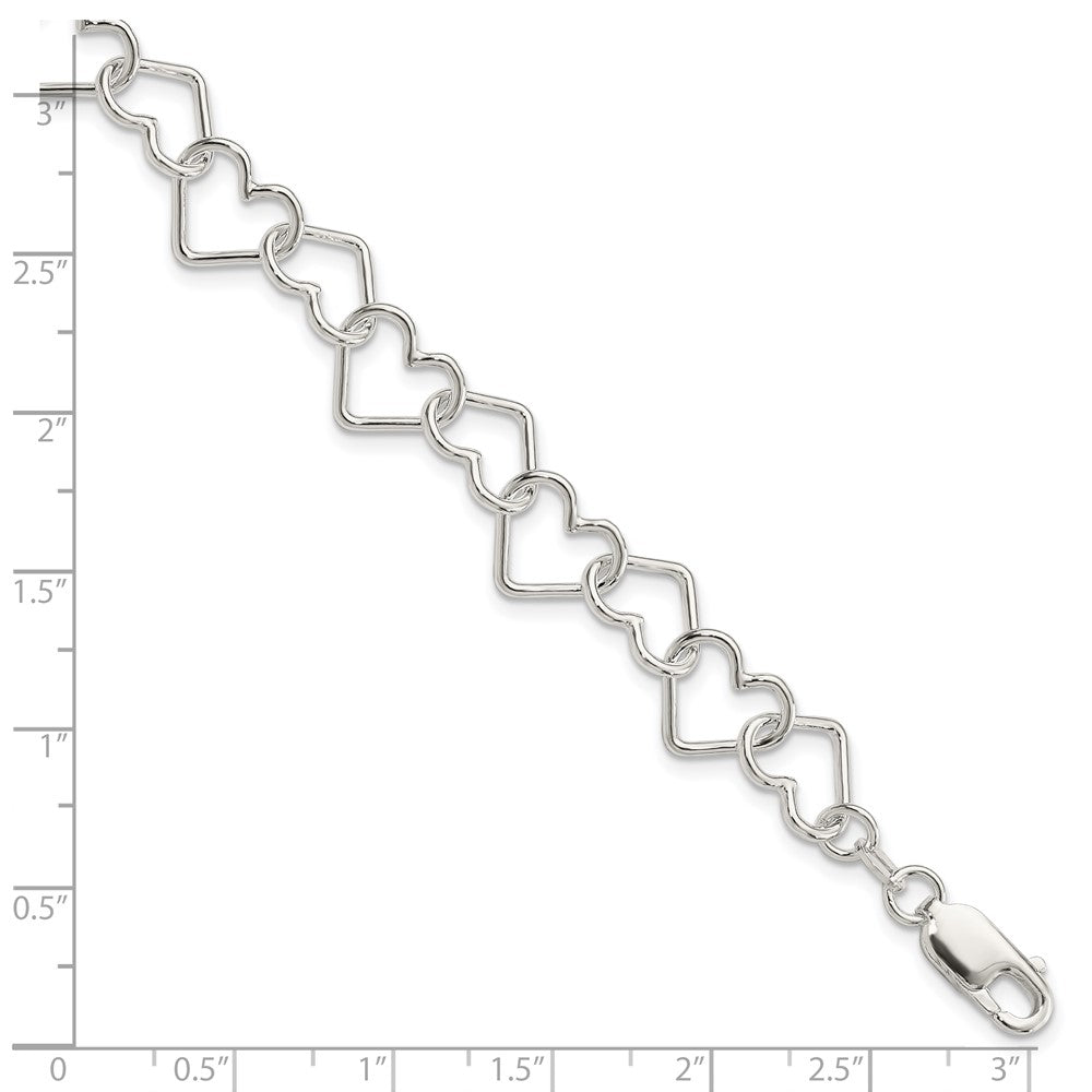 FJC Finejewelers 925 Sterling Silver 8inch Polished Fancy Large Heart Link Bracelet 8 Inches x 10.5 mm