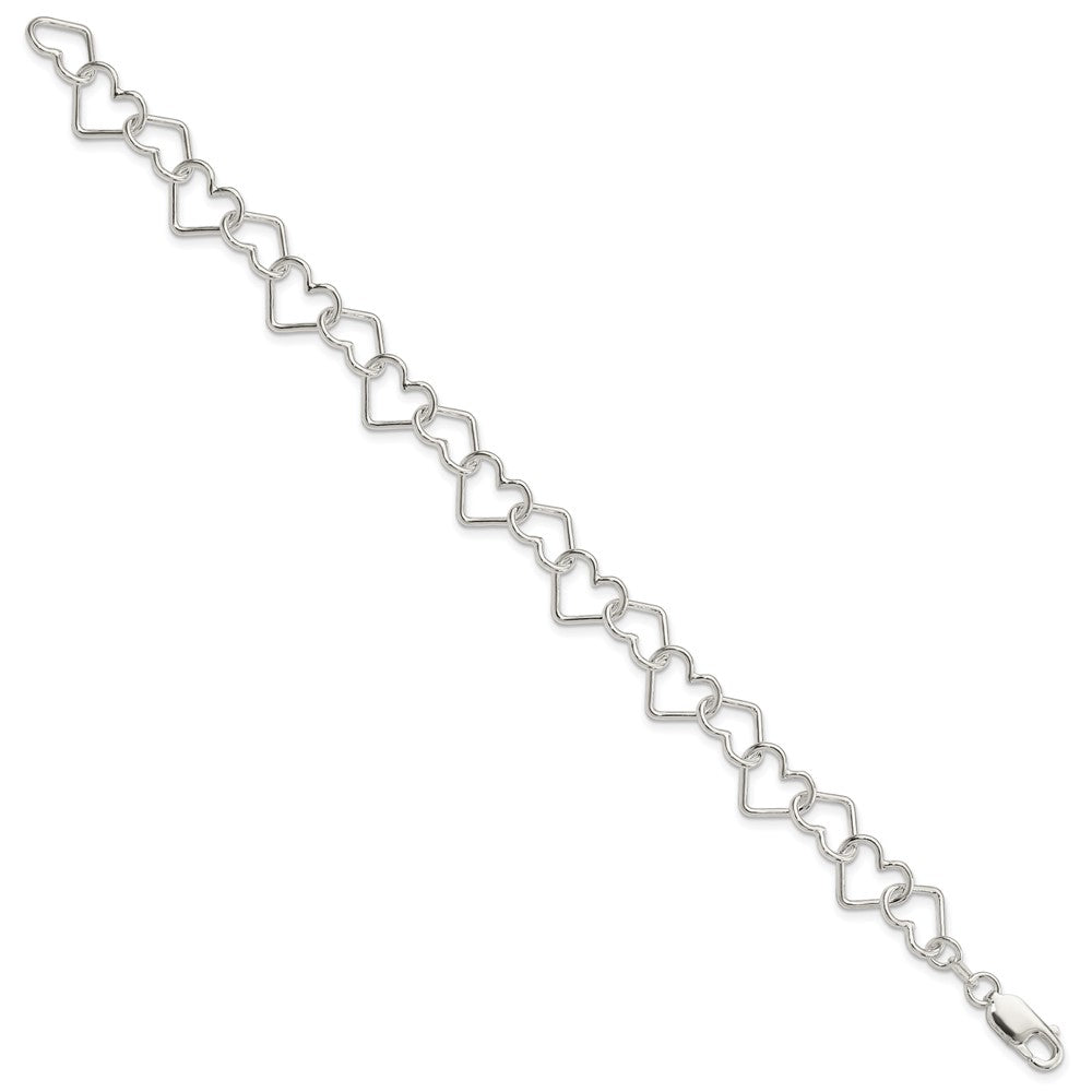 FJC Finejewelers 925 Sterling Silver 8inch Polished Fancy Large Heart Link Bracelet 8 Inches x 10.5 mm