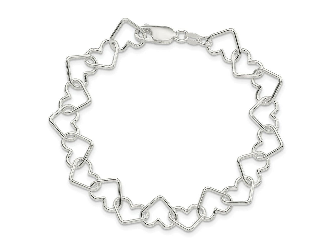 FJC Finejewelers 925 Sterling Silver 8inch Polished Fancy Large Heart Link Bracelet 8 Inches x 10.5 mm