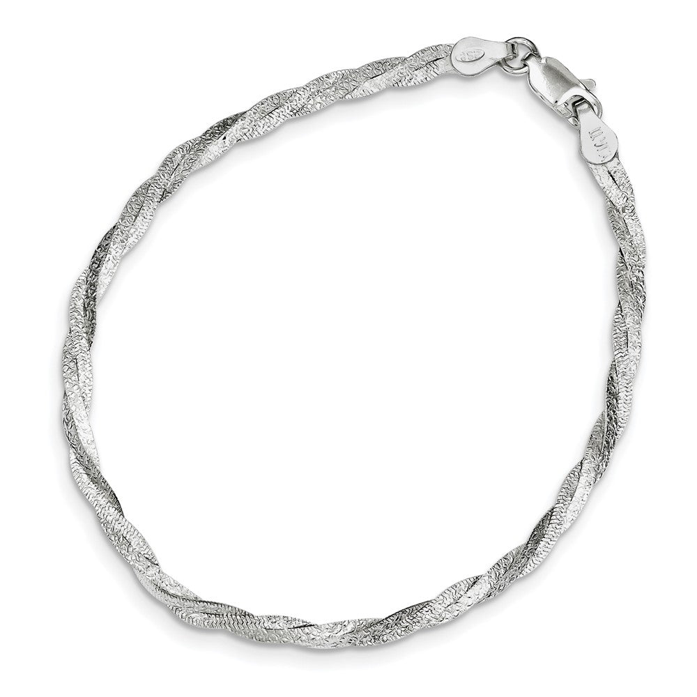 FJC Finejewelers 925 Sterling Silver Fancy Textured Reversible Braided Bracelet 7.5 Inches