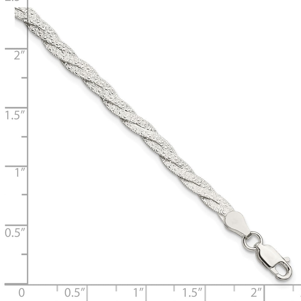 FJC Finejewelers 925 Sterling Silver Fancy Textured Reversible Braided Bracelet 7.5 Inches