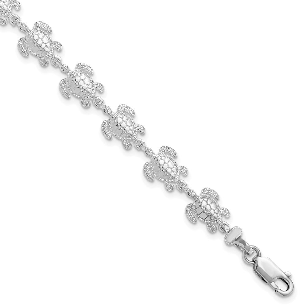 FJC Finejewelers 925 Sterling Silver Bracelets with Station  Polished Sea Turtle Bracelet 7.5 Inches