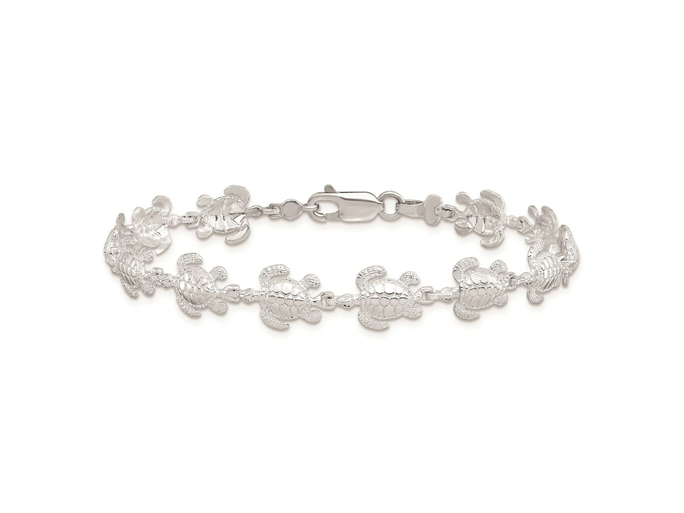 FJC Finejewelers 925 Sterling Silver Bracelets with Station  Polished Sea Turtle Bracelet 7.5 Inches