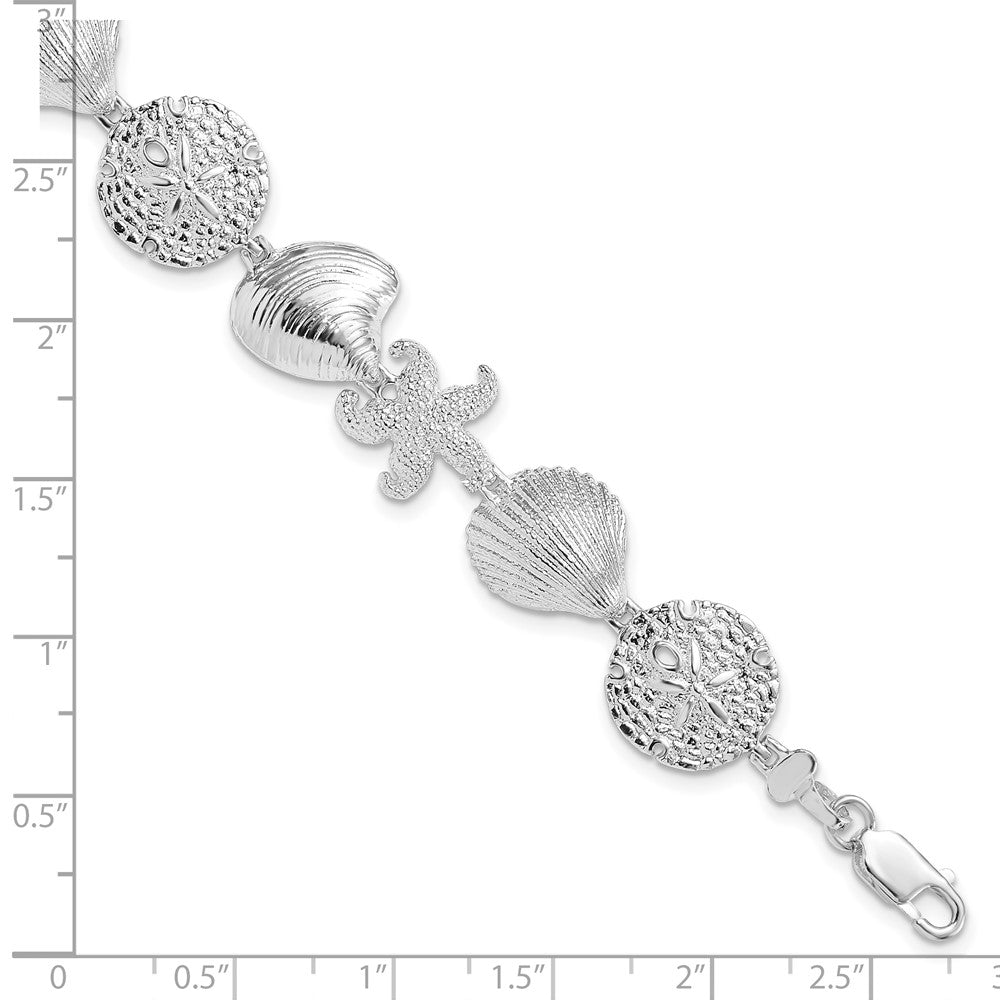 FJC Finejewelers 925 Sterling Silver Bracelets with Station  Turtle,Shell,Starfish,Clam Bracelet 7.25 Inches