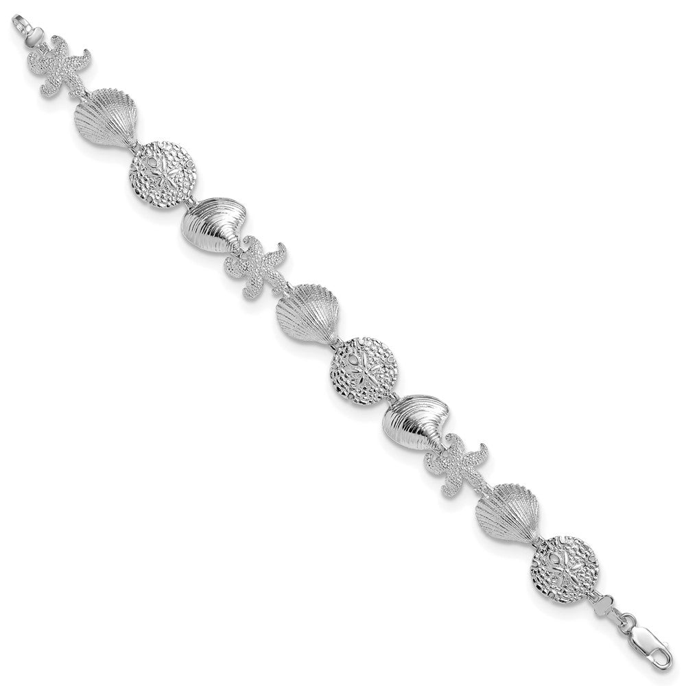 FJC Finejewelers 925 Sterling Silver Bracelets with Station  Turtle,Shell,Starfish,Clam Bracelet 7.25 Inches