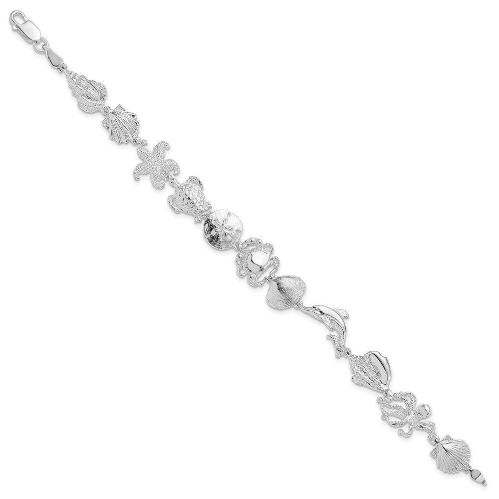 FJC Finejewelers 925 Sterling Silver Bracelets with Station  Multi-Shell and Sealife Bracelet 7.25 Inches