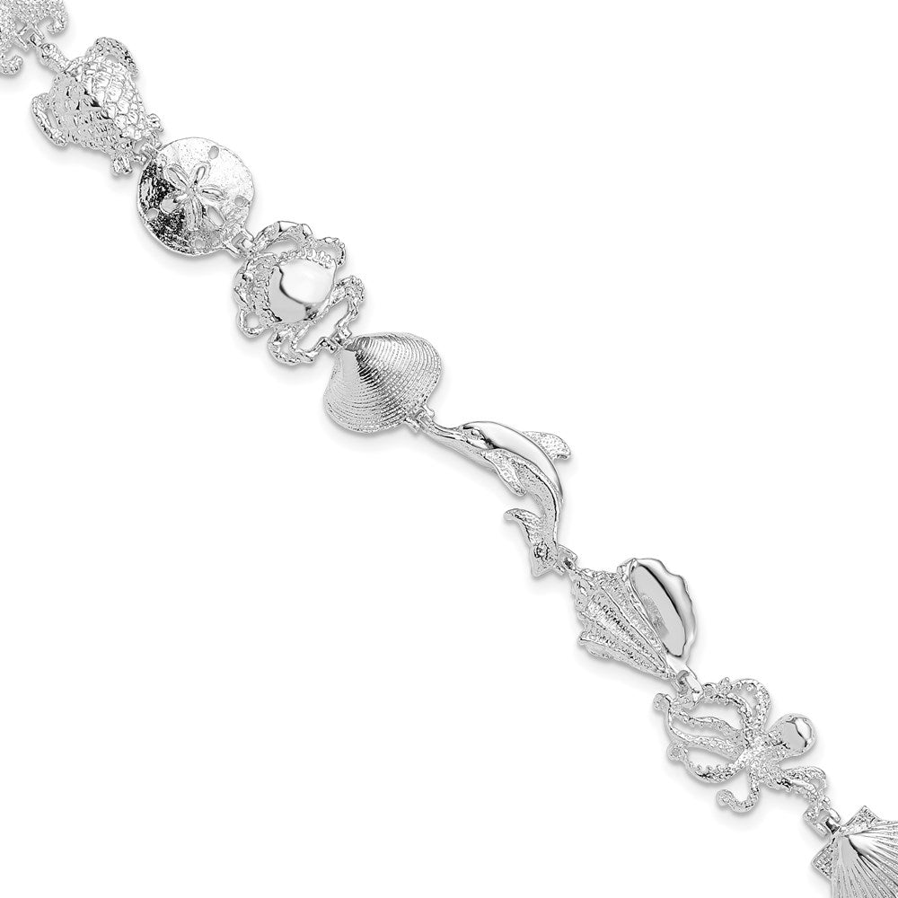 FJC Finejewelers 925 Sterling Silver Bracelets with Station  Multi-Shell and Sealife Bracelet 7.25 Inches
