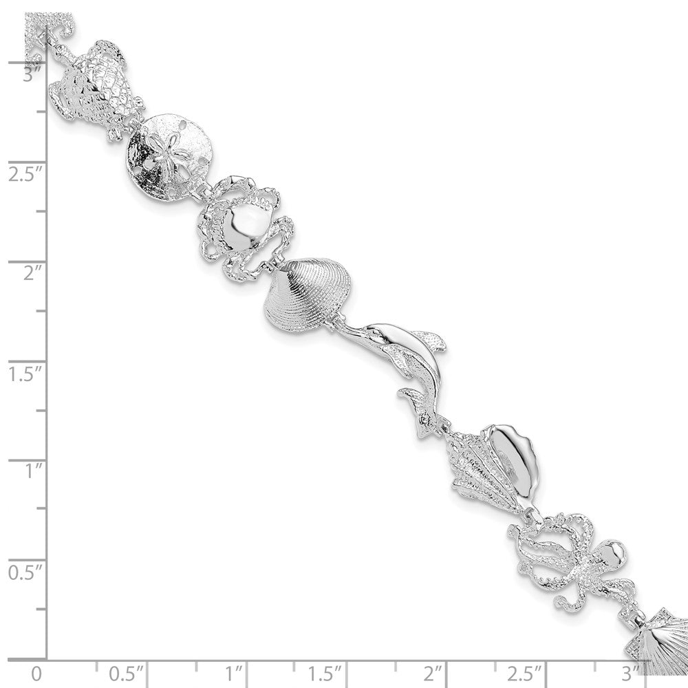 FJC Finejewelers 925 Sterling Silver Bracelets with Station  Multi-Shell and Sealife Bracelet 7.25 Inches