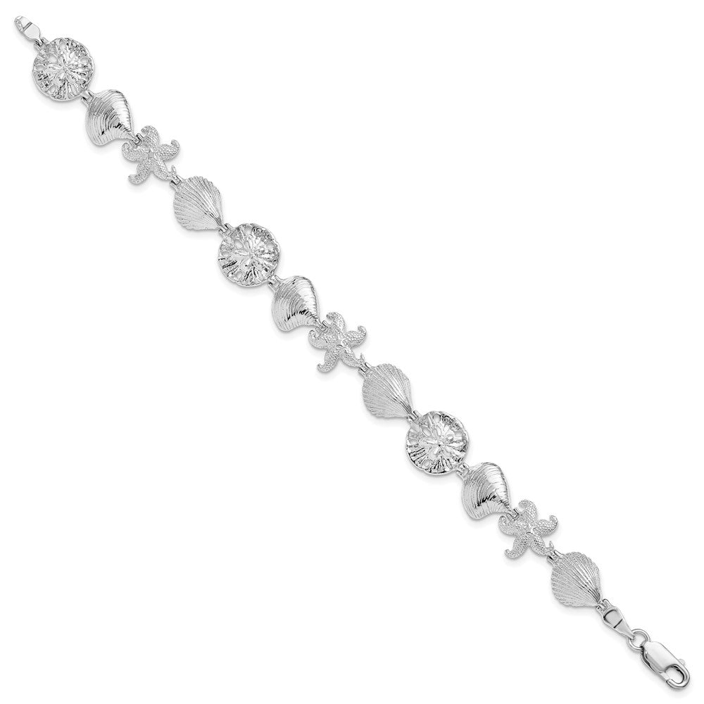 FJC Finejewelers 925 Sterling Silver Bracelets with Station Starfish,Shells,Sand Dollar Bracelet 7 Inches
