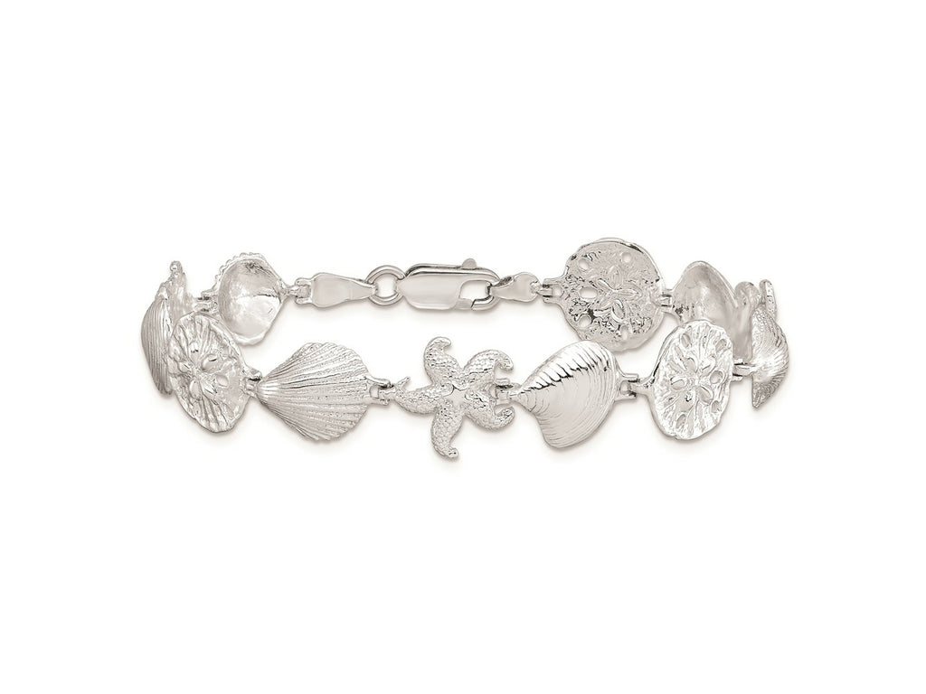 FJC Finejewelers 925 Sterling Silver Bracelets with Station Starfish,Shells,Sand Dollar Bracelet 7 Inches