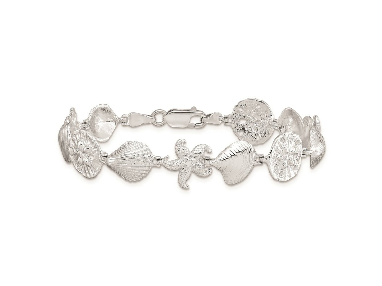FJC Finejewelers 925 Sterling Silver Bracelets with Station Starfish,Shells,Sand Dollar Bracelet 7 Inches