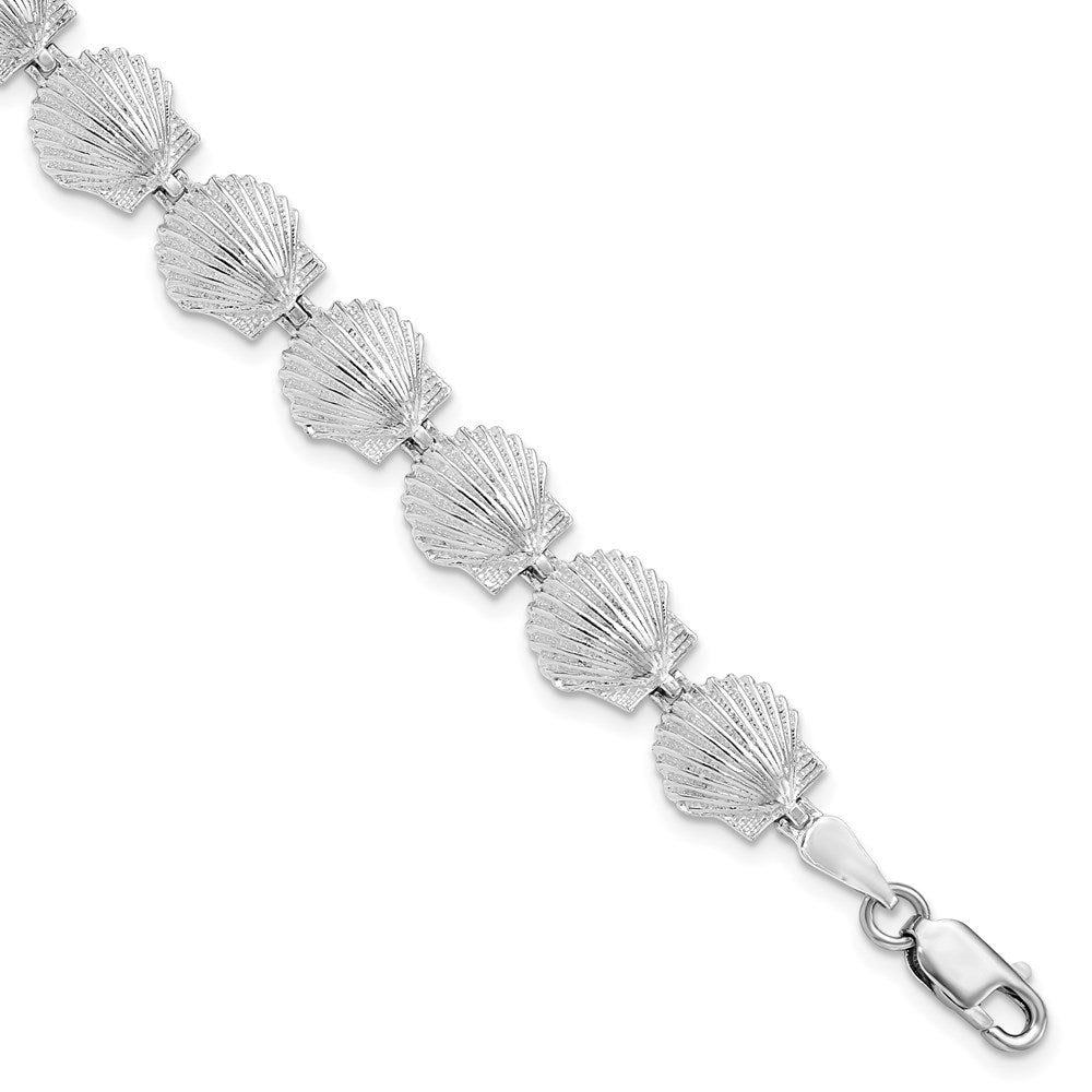 FJC Finejewelers 925 Sterling Silver Bracelets with Station  Polished Scallop Shell Bracelet 7.5 Inches