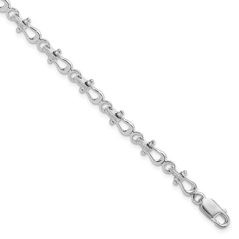 FJC Finejewelers 925 Sterling Silver Rhodium Plated Polished Mariners Shackle Link Bracelet 7.75 Inches