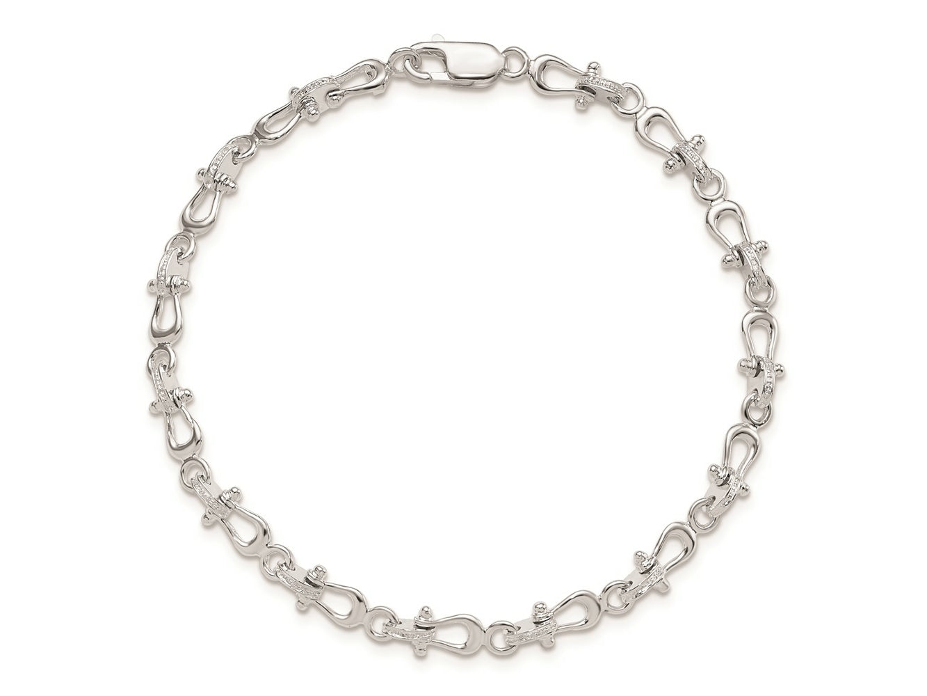 FJC Finejewelers 925 Sterling Silver Rhodium Plated Polished Mariners Shackle Link Bracelet 7.75 Inches