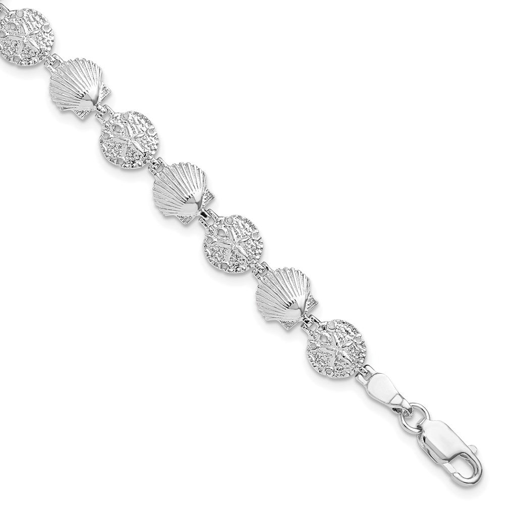 FJC Finejewelers 925 Sterling Silver Bracelets with Station  Sand Dollar and Shell Bracelet 7.25 Inches