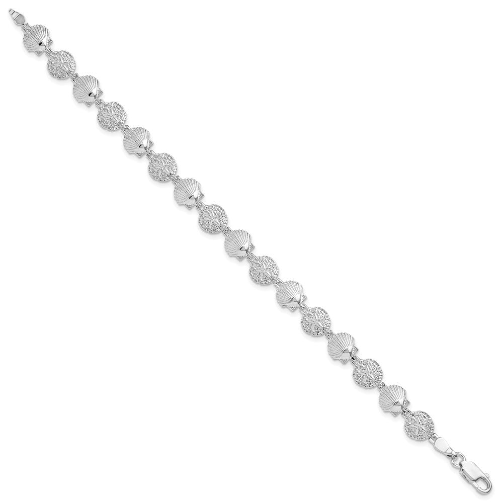 FJC Finejewelers 925 Sterling Silver Bracelets with Station  Sand Dollar and Shell Bracelet 7.25 Inches