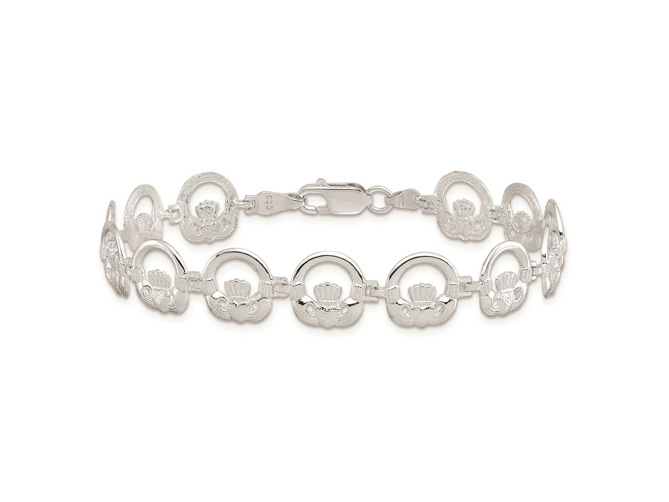 FJC Finejewelers 925 Sterling Silver Bracelets with Station  Claddagh Circle Bracelet 7.25 Inches