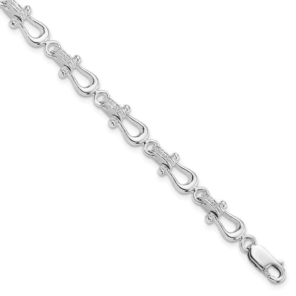 FJC Finejewelers 925 Sterling Silver Rhodium Plated Polished/Textured Mariners Link Bracelet 8 Inches