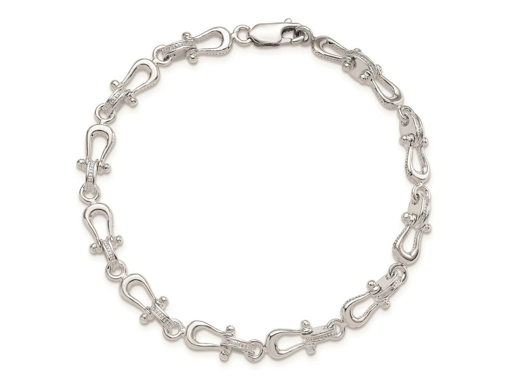 FJC Finejewelers 925 Sterling Silver Rhodium Plated Polished/Textured Mariners Link Bracelet 8 Inches