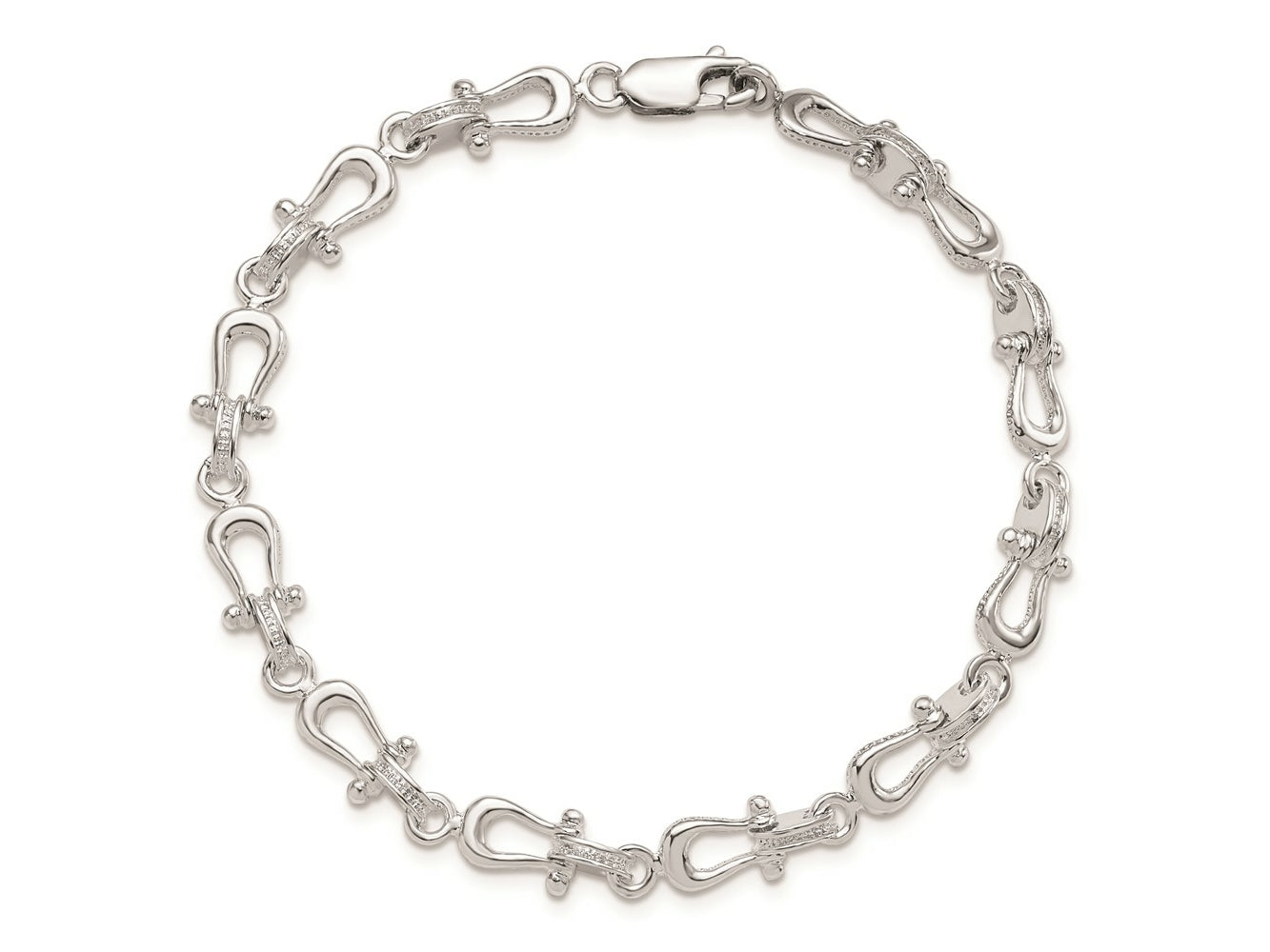 FJC Finejewelers 925 Sterling Silver Rhodium Plated Polished/Textured Mariners Link Bracelet 8 Inches