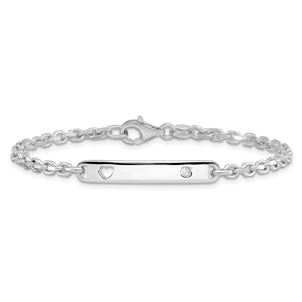 FJC Finejewelers 925 Sterling Silver Polished ID W/CZ Heart Bracelet 7.5 Inches x 5 mm