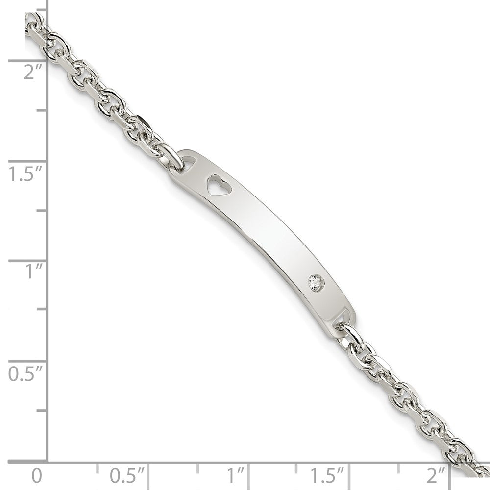 FJC Finejewelers 925 Sterling Silver Polished ID W/CZ Heart Bracelet 7.5 Inches x 5 mm