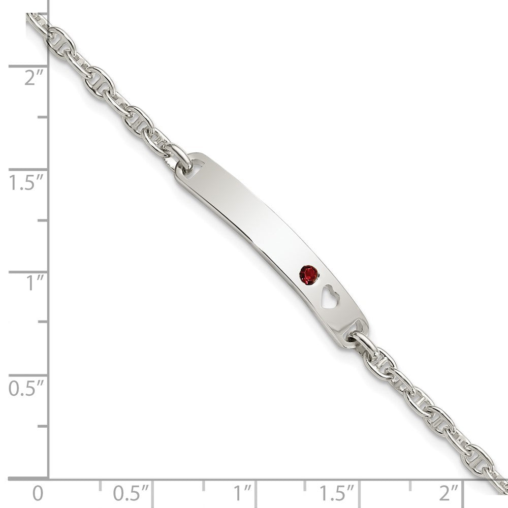 FJC Finejewelers 925 Sterling Silver Anchor Polished ID with Red CZ Heart Bracelet 7.5 Inches x 5 mm