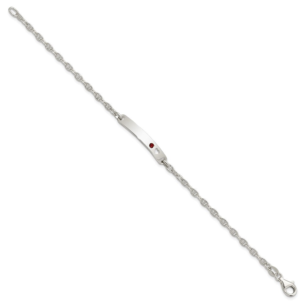 FJC Finejewelers 925 Sterling Silver Anchor Polished ID with Red CZ Heart Bracelet 7.5 Inches x 5 mm